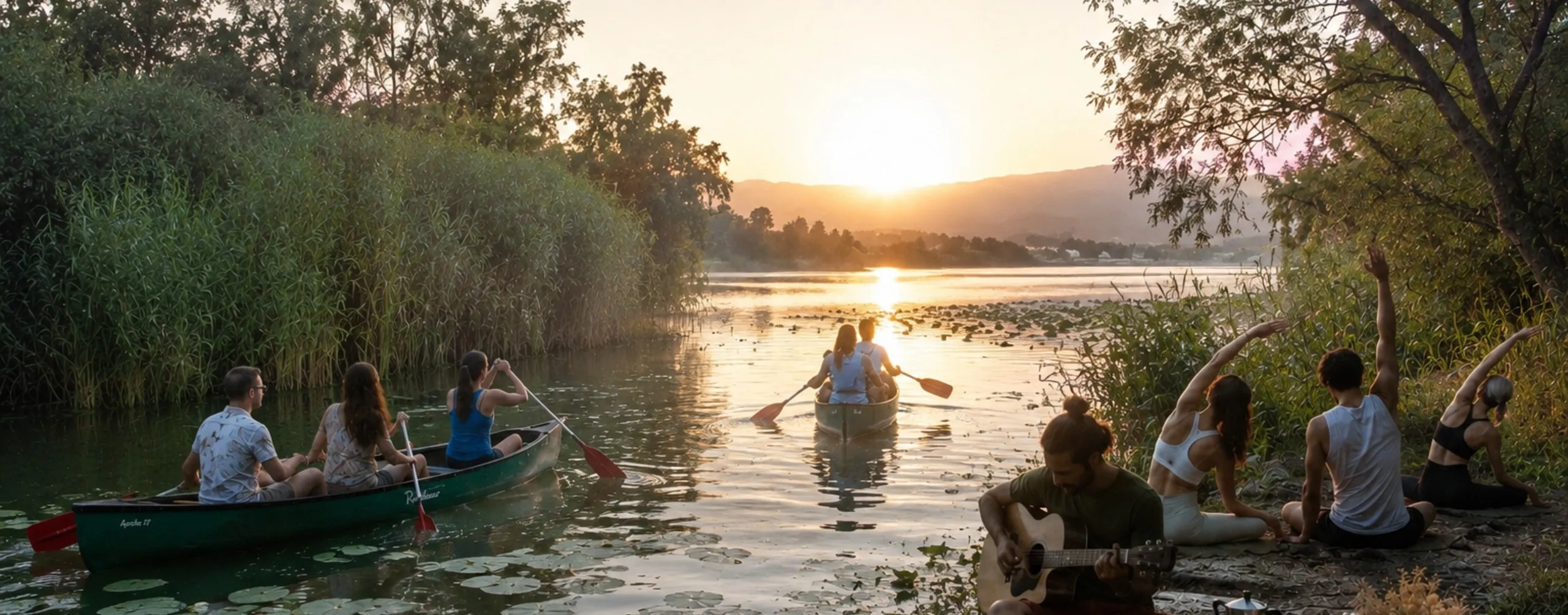 Alba, fiori di Loto, risveglio muscolare e colazione. In canoa canadese, sul Lago di Varese